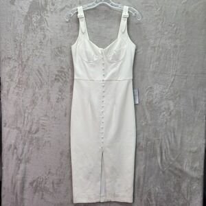 Lavish Alice Dress‎ Womens 6 Fitted Sheath Midi Button Front Adjustable Strap